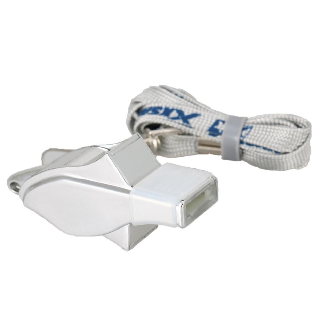 Metal árbitro apito com cordão para esportes, extra alto