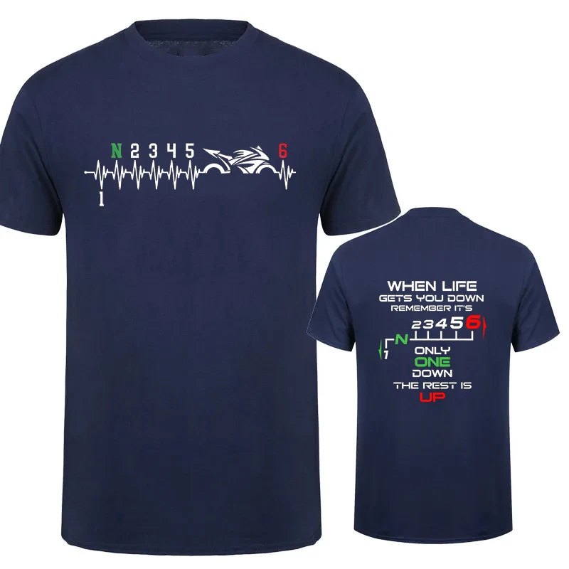 1N23456 オートバイギアバイカーハートビートプリント男性 Tシャツ夏のメンズ Tシャツ服特大男性 Tシャツグラフィック Tシャツ