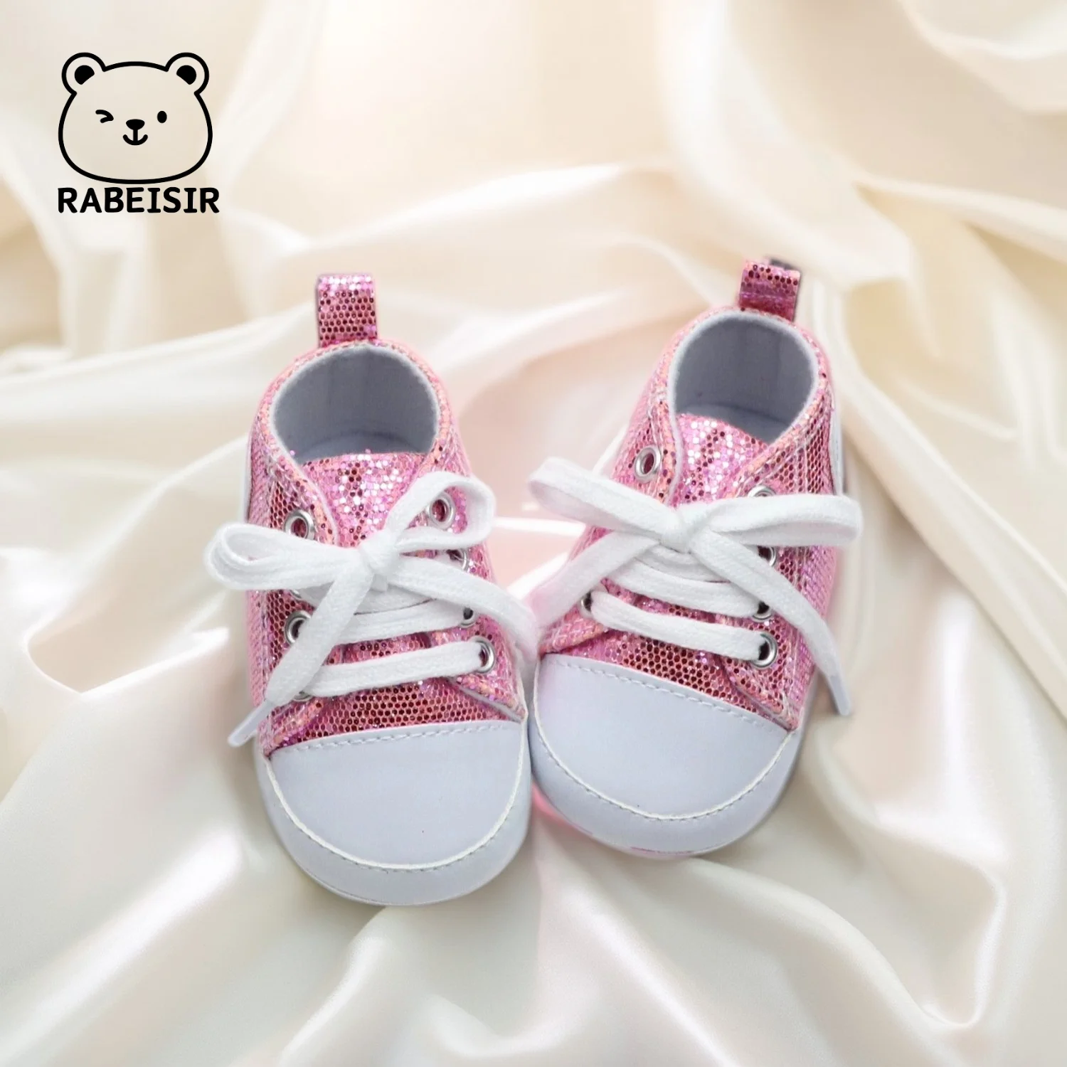 Zapatos de lona para hombres y mujeres para bebés de 0 a 18 meses, suela blanda, transpirable, antideslizante, estilo de lentejuelas