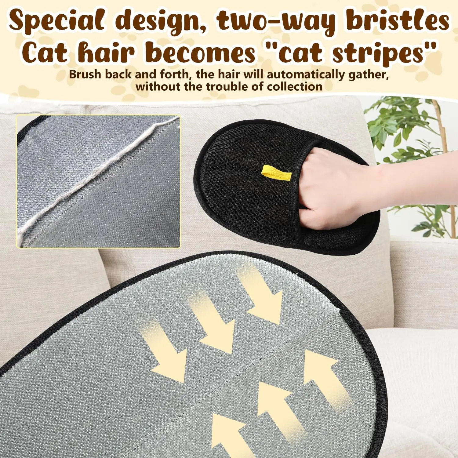 Luvas de limpeza dupla face para animais de estimação luva de preparação de animais de estimação, luvas de escova de deshedding suave, para luva de deshedding de gato de cachorro