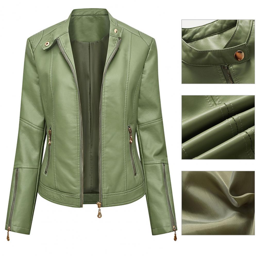 Stylish Spring Coat  Cool Turn-down Collar Autumn Jacket  Skin-friendly Biker Jacket