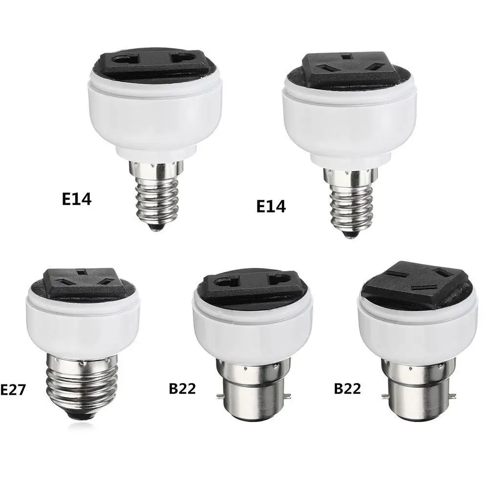Newest Screw Light Bulb Socket Lamps Holders White Holder Sockets Power Conversion Adapter For E27/b22/e14 Us Eu Plug