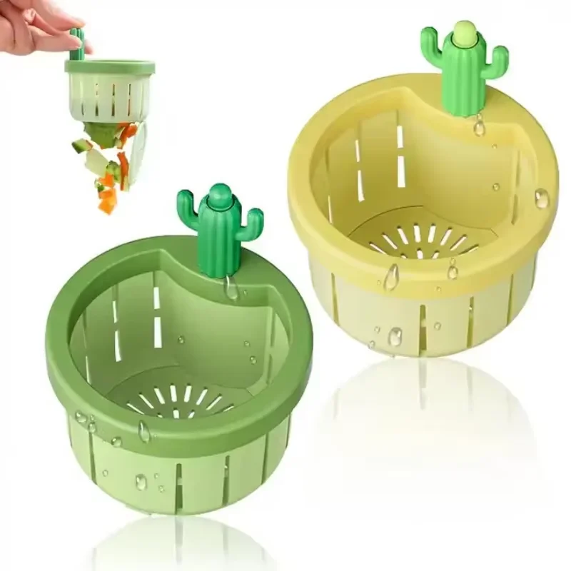 1pc cacto pia dreno filtro imprensa cesta de despejo automático multi-funcional uso filtro net para banheira cozinha coletor de resíduos