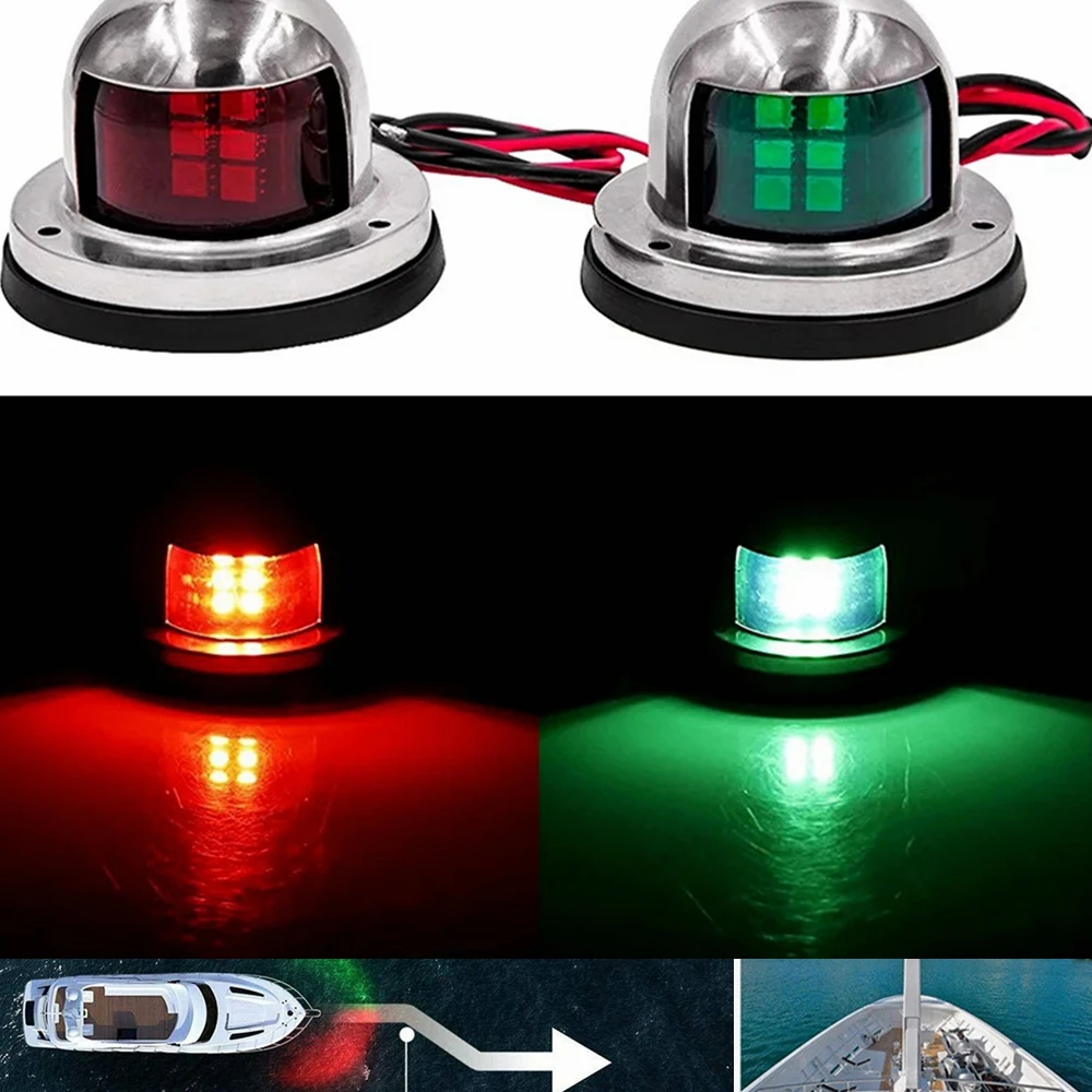 12V Edelstahl Rot Grün Bogen LED Navigation Lichter Boot Marine Anzeige Spot Licht Marine Boot Yacht Segel Licht