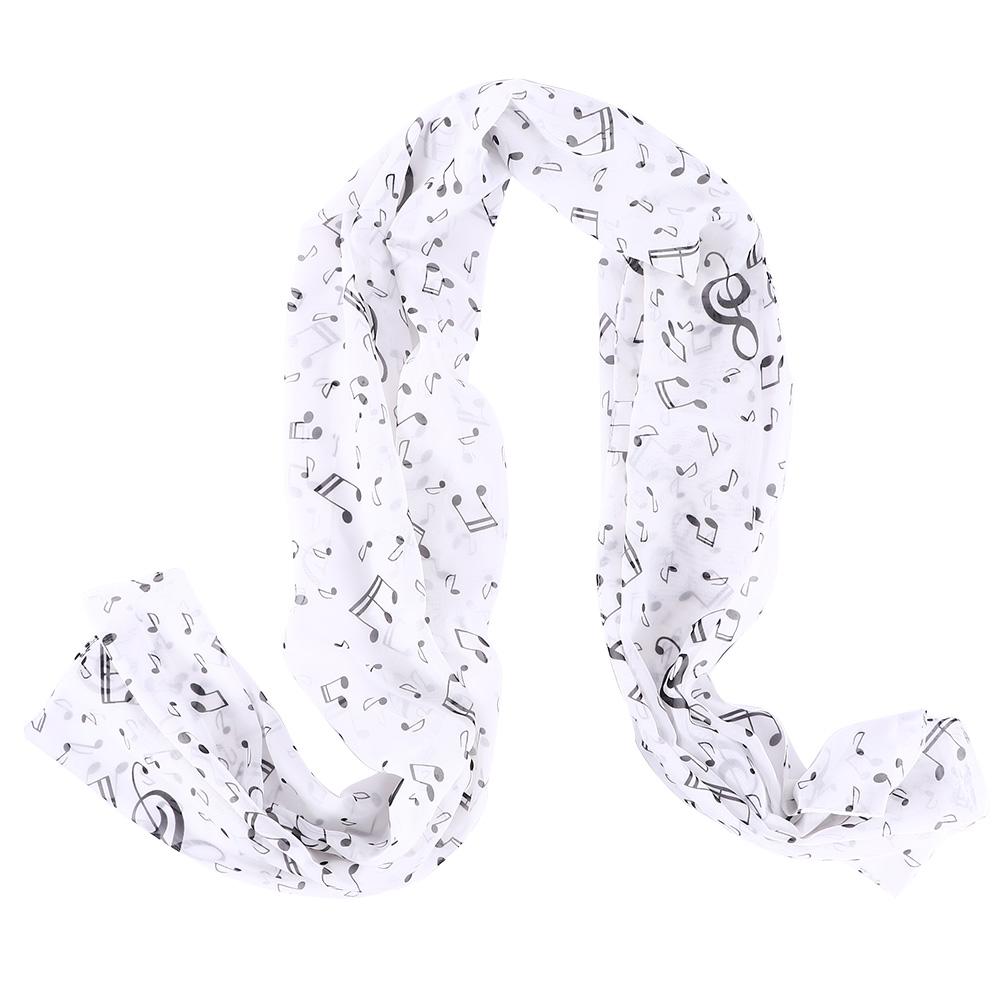 Ladies Gift Accessory Women Neck Scarf Treble Clef Printed Music Note Printed Scarf Chiffon Silk Scarf Muffler Shawl