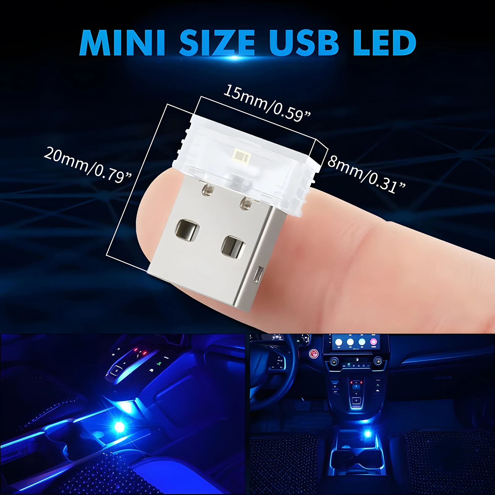 Mini USB Luce per auto Luce d'atmosfera USB portatile universale DC 5V USB LED Kit di illuminazione per interni auto per laptop Notte Home Office