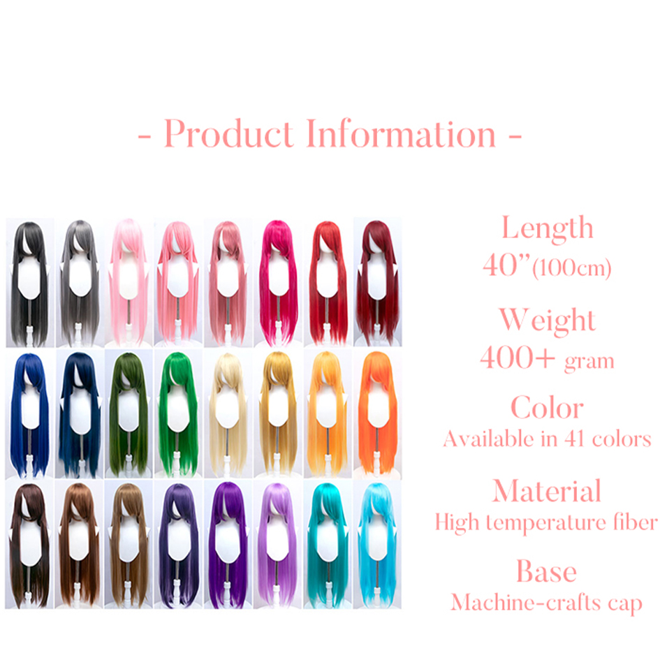 100 センチメートル合成かつらロリータコスプレレディースウィッグレッドピンクブロンドブルーストレートウィッグヘアエクステンションパーティーウィッグ MUMUPI