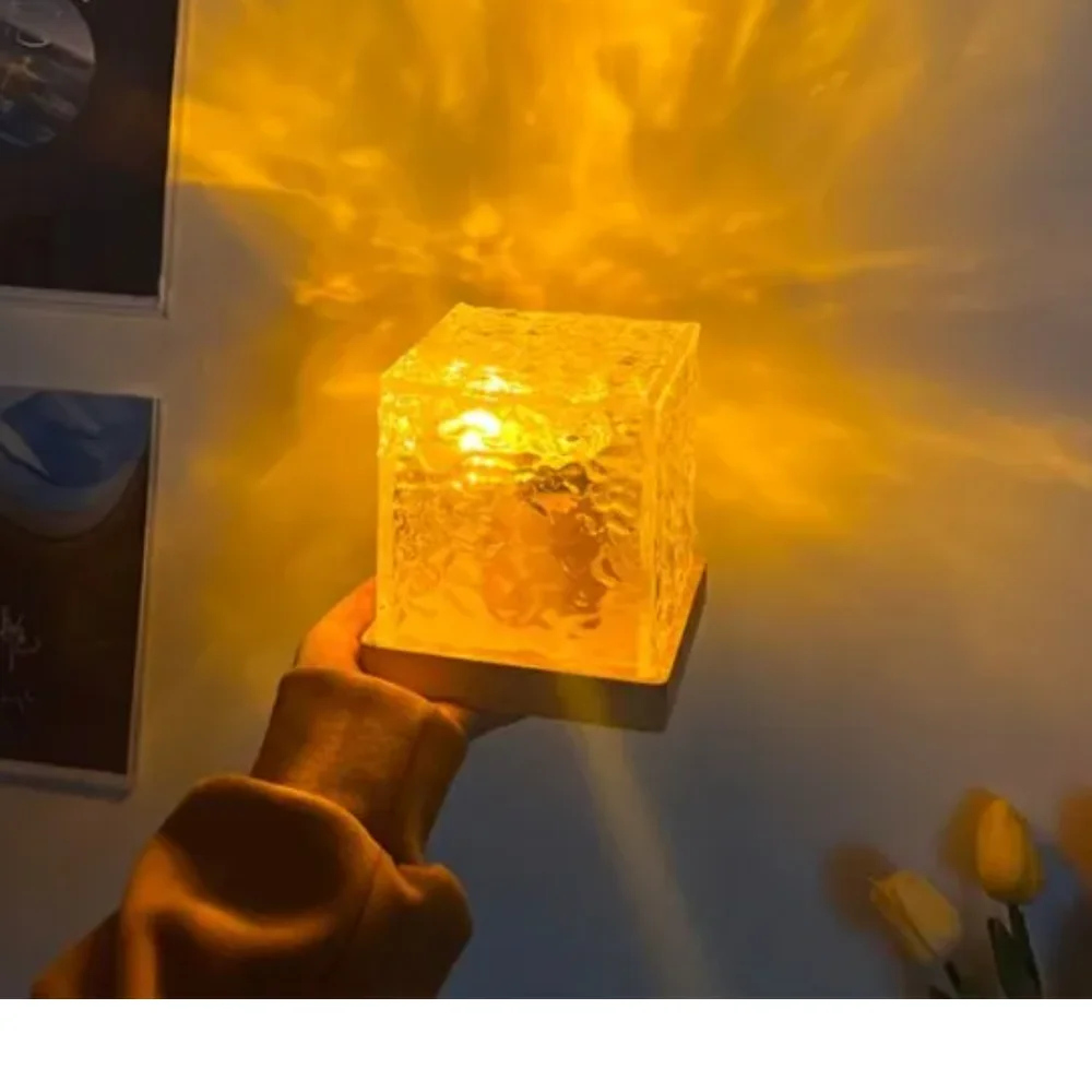 Lámpara de escritorio de cristal portátil, luz nocturna que cambia de Color RGB, lámpara táctil con puerto de carga USB, luz nocturna para guardería de niños, noches