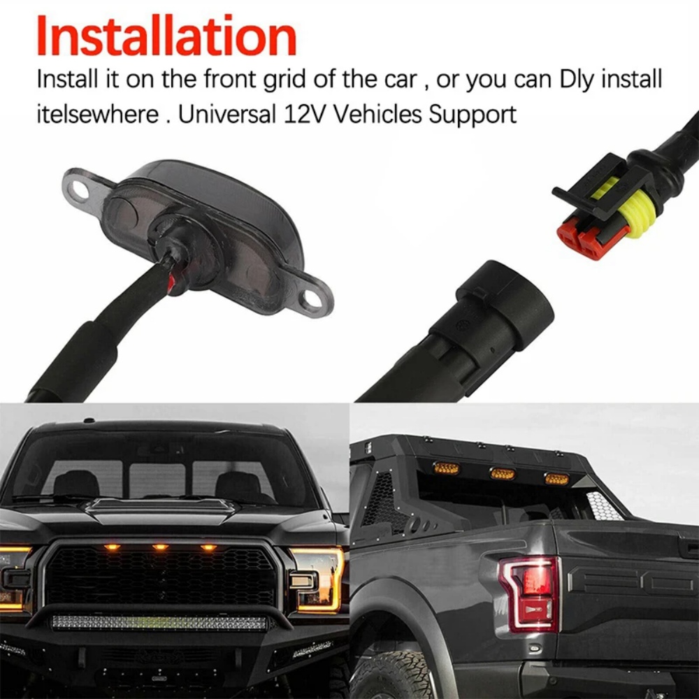 Universele Auto Front LED Grille Licht Gerookt Amber Wit 12LED Grill Licht Eagle Eye Lamp Voor Off Road Kofferbak SUV Ford Toyota 12V