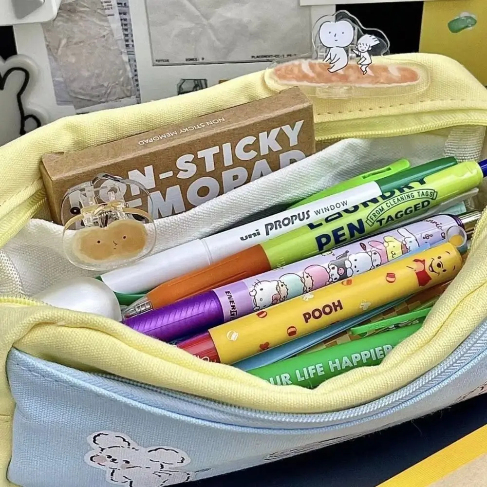 Puppy Print Zipper Pencil Bag Multi-function Stationery Case Cute Storage Bag for Student School Supplies Large-capacity