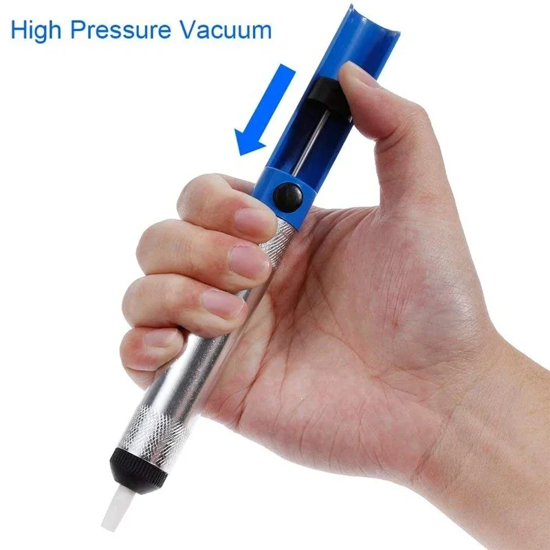 1 Pz Alluminio Dissaldatura Pompa di Aspirazione Strumento Saldatura Ventosa Aspirazione Penna di Stagno Dispositivo di Rimozione Blu Saldatore Al Vuoto Dissaldatore