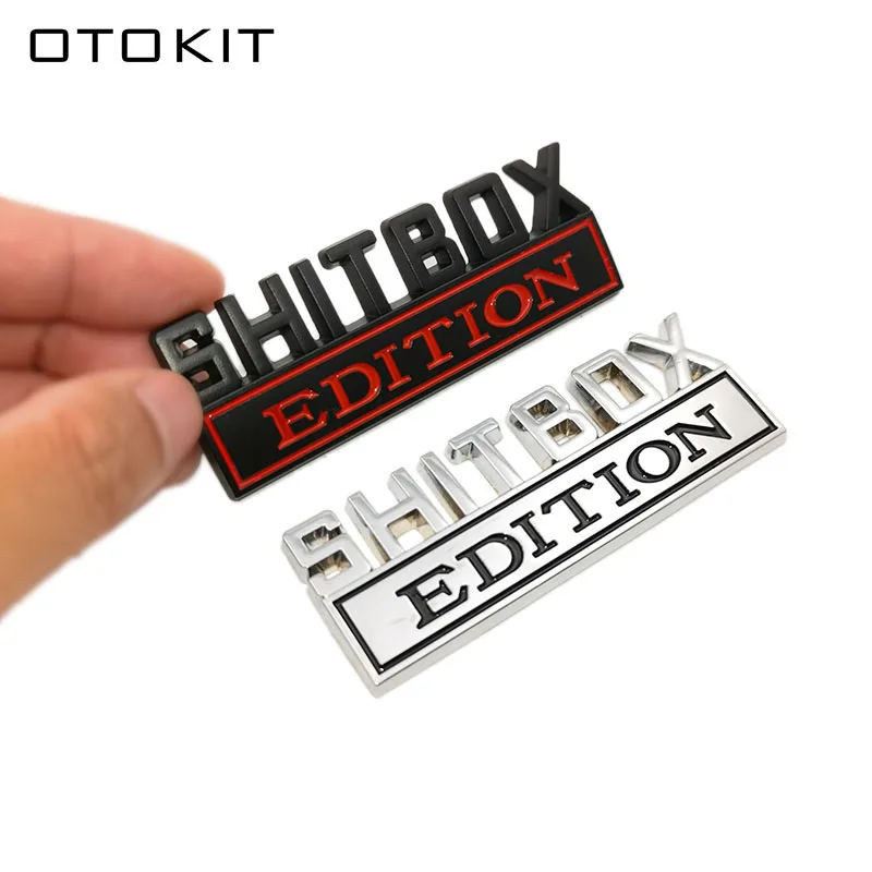 OTOKIT 1 Cái 3D Chrome Đen Đỏ Kim Loại Hiệu SHITBOX Phiên Bản Huy Hiệu Đuôi Xe Bên Miếng Dán Phụ Kiện Cho Xe Jeep Dodge chrysler