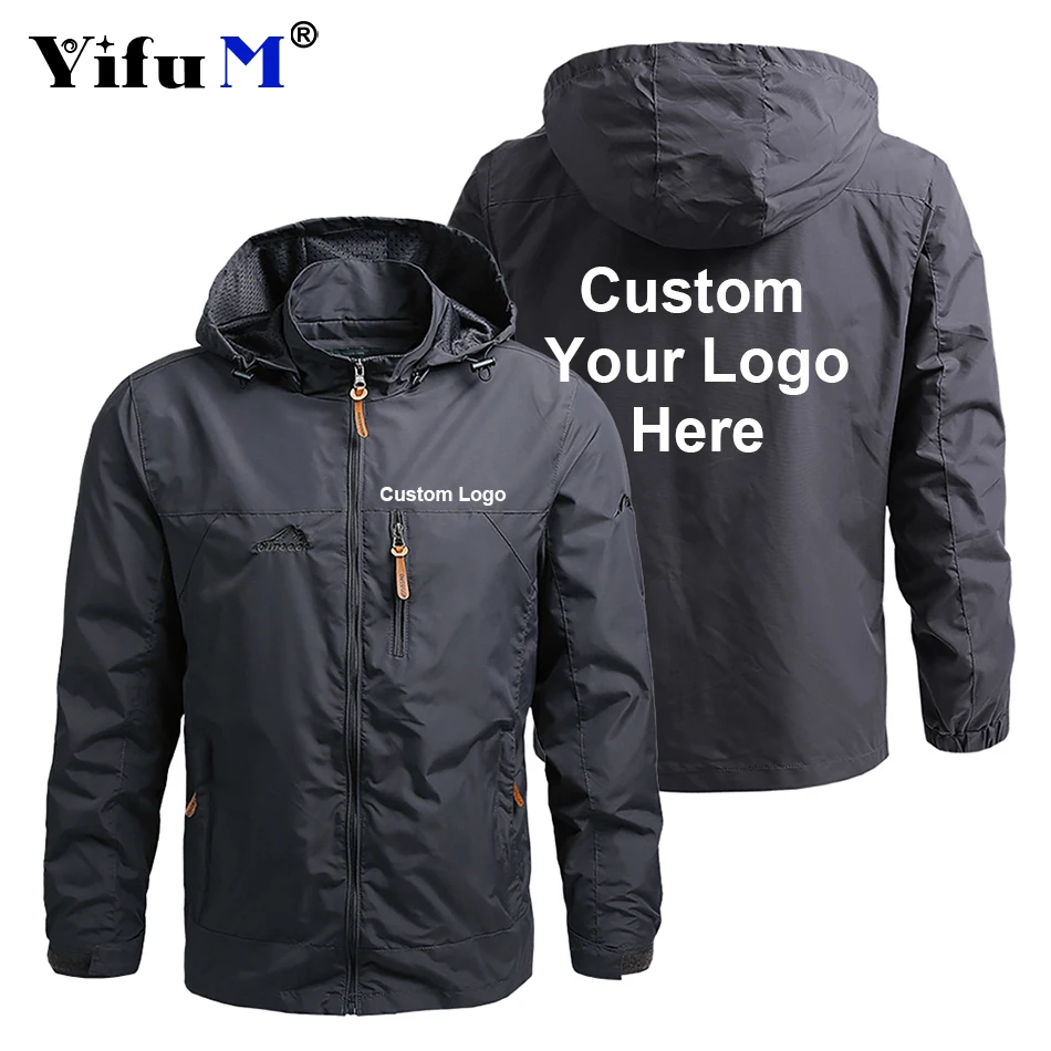 Personalizar tu logotipo hombres rompevientos chaquetas al aire libre prendas de vestir exteriores abrigo impermeable para hombres Sudadera con capucha hombres escalada 2024 DIY