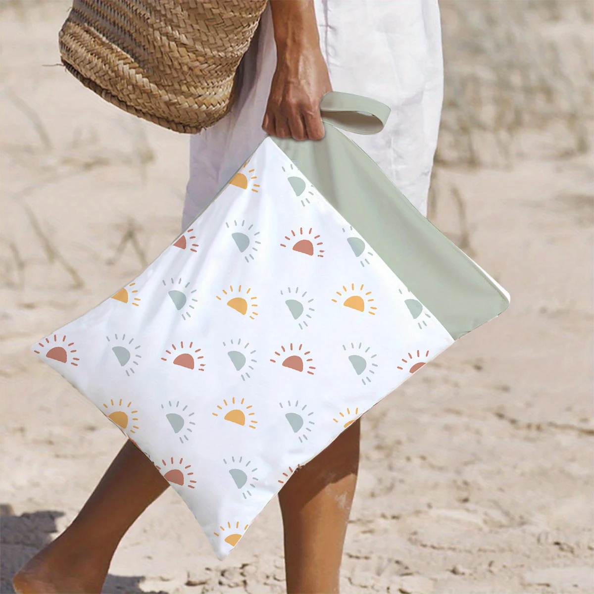 Bolsa molhada Happyflute para fraldas de bebê, bolsa de fraldas reutilizável à prova d'água com dois zíperes 30cm x 40cm
