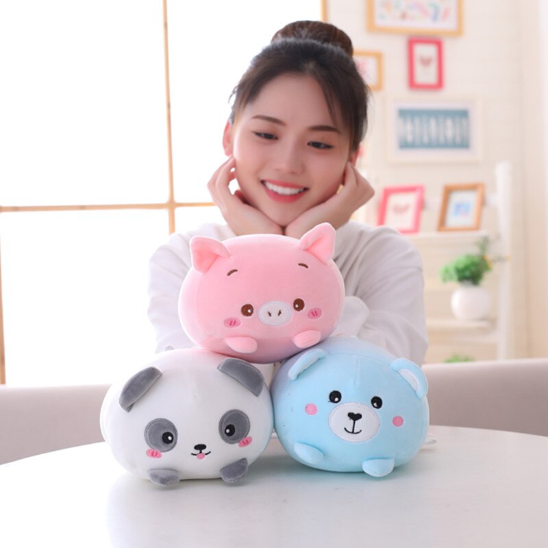 Super Macio Animal Cartoon Pillow 20cm Bonito Porco Gordo Gato Urso Brinquedo de pelúcia Recheado Adorável Lance Boneca Crianças Birthyday Presente