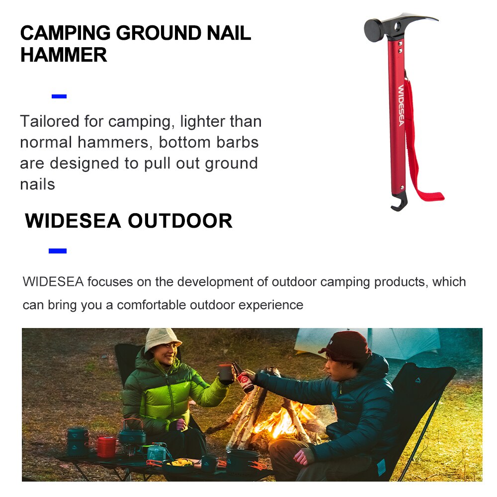 Annulation ESEA-Marteau de camping en acier inoxydable et cuivre, maillet de piquet de tente extérieur avec extracteur de pieu, clou de fond, canadisme, randonnée