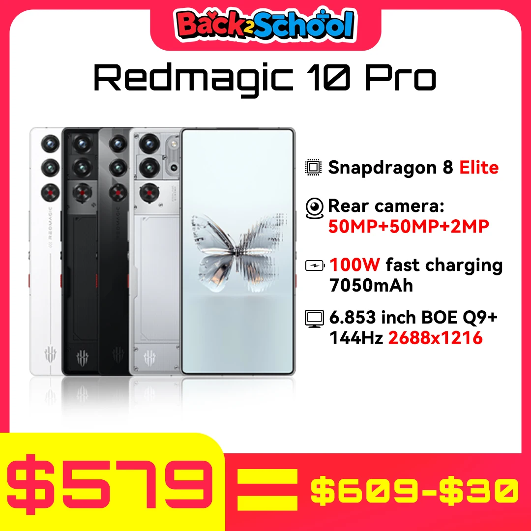 Original Global Version RedMagic 10 Pro 5G Gamingโทรศัพท์ 6.853 "Snapdragon 8 Elite 7050MAh 80W 50MP NFC