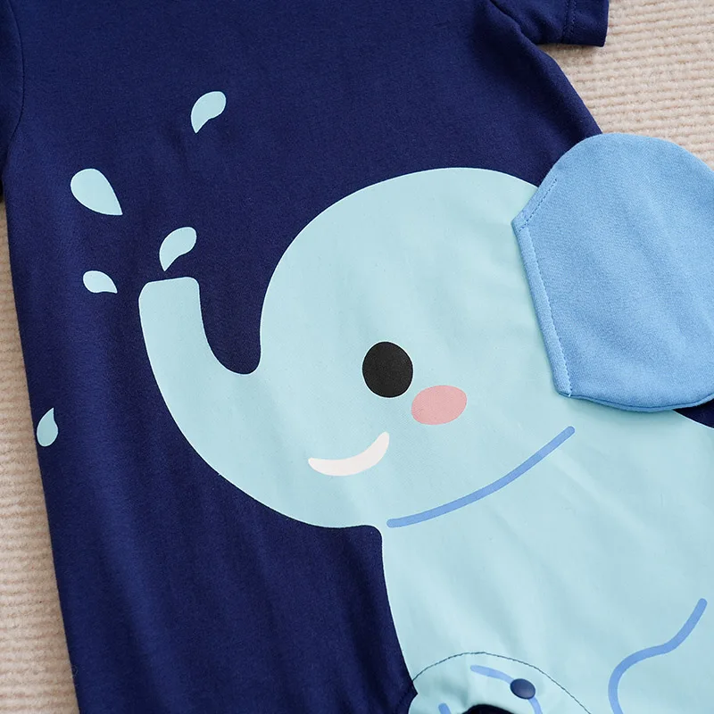 ทารกแรกเกิดเสื้อผ้าน่ารักการ์ตูน 3d ช้างผ้าฝ้ายนุ่มสบายฤดูร้อนเด็กชายและเด็กหญิง 0-18 แขนสั้นชุดเด็กทารก