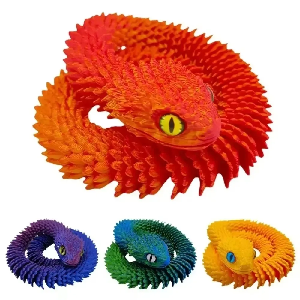 New Year Gifts Crafts 3D Printed Snake Movable Joint Simulation Snake Figurine Creative Home Office Desktop Ornament Crafts 2025