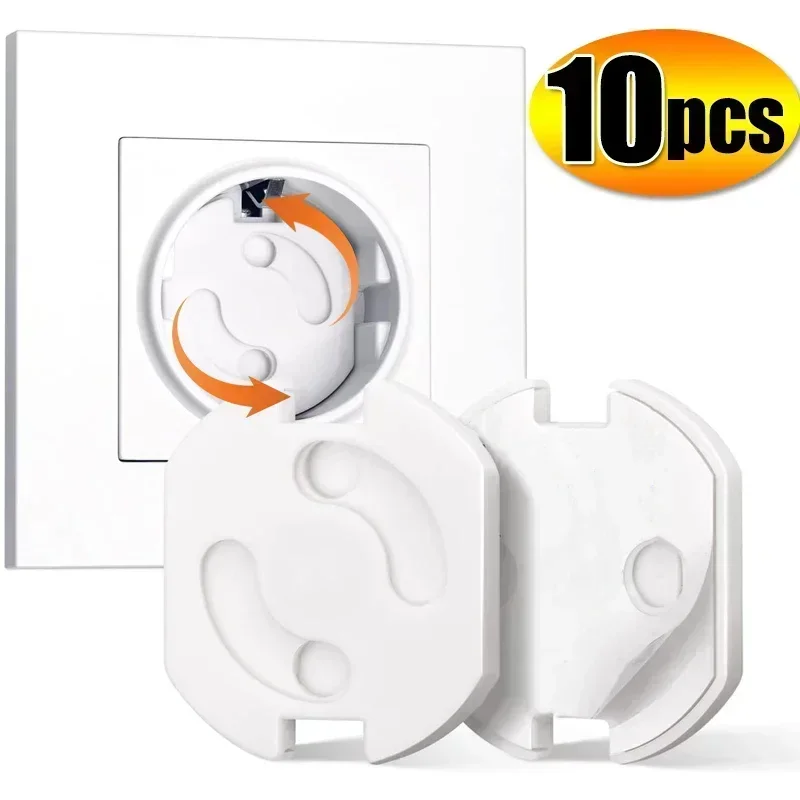1/10pcs ปลั๊กไฟฟ้าป้องกันเด็กทารก EU Power Socket Safety Guard Anti Electric Shock ปลั๊ก Protector หมุนครอบคลุม