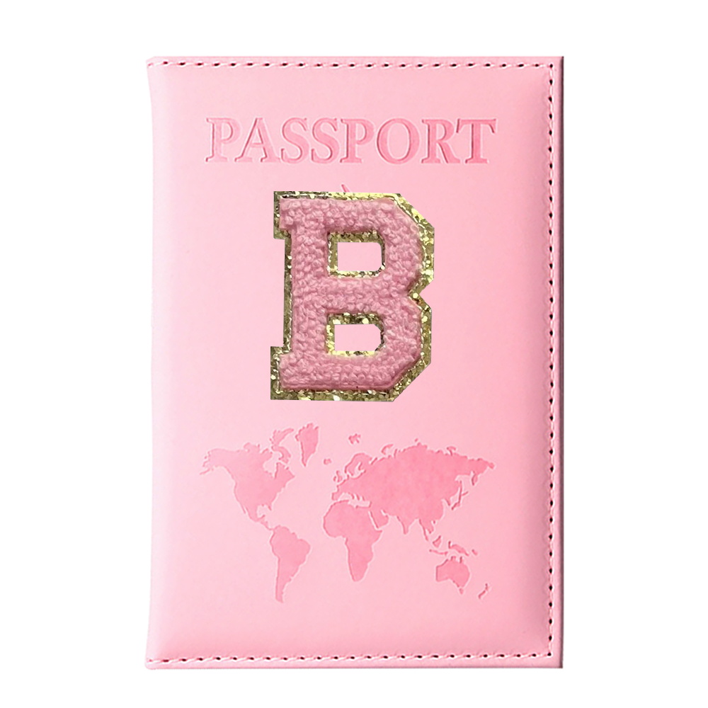 Funda para pasaporte, funda impermeable, billetera para pasaporte, serie de letras rosas, soporte para documentos y tarjetas de crédito comerciales, funda protectora