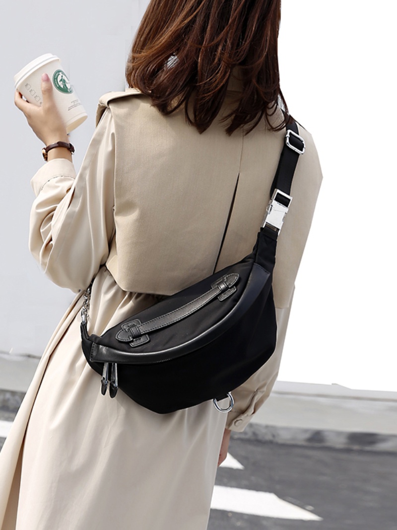 Fashionable Canvas Crossbody Bag Women's Leisure Waist Bag Shoulder Bag Korean Sle Soft Nylon Fabric Small Size Dumpling Shape