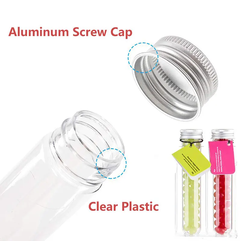 Provetta in plastica per bottiglia PET da 6 pezzi da 40 ml con tappo a vite Tubo di imballaggio con tappo in alluminio