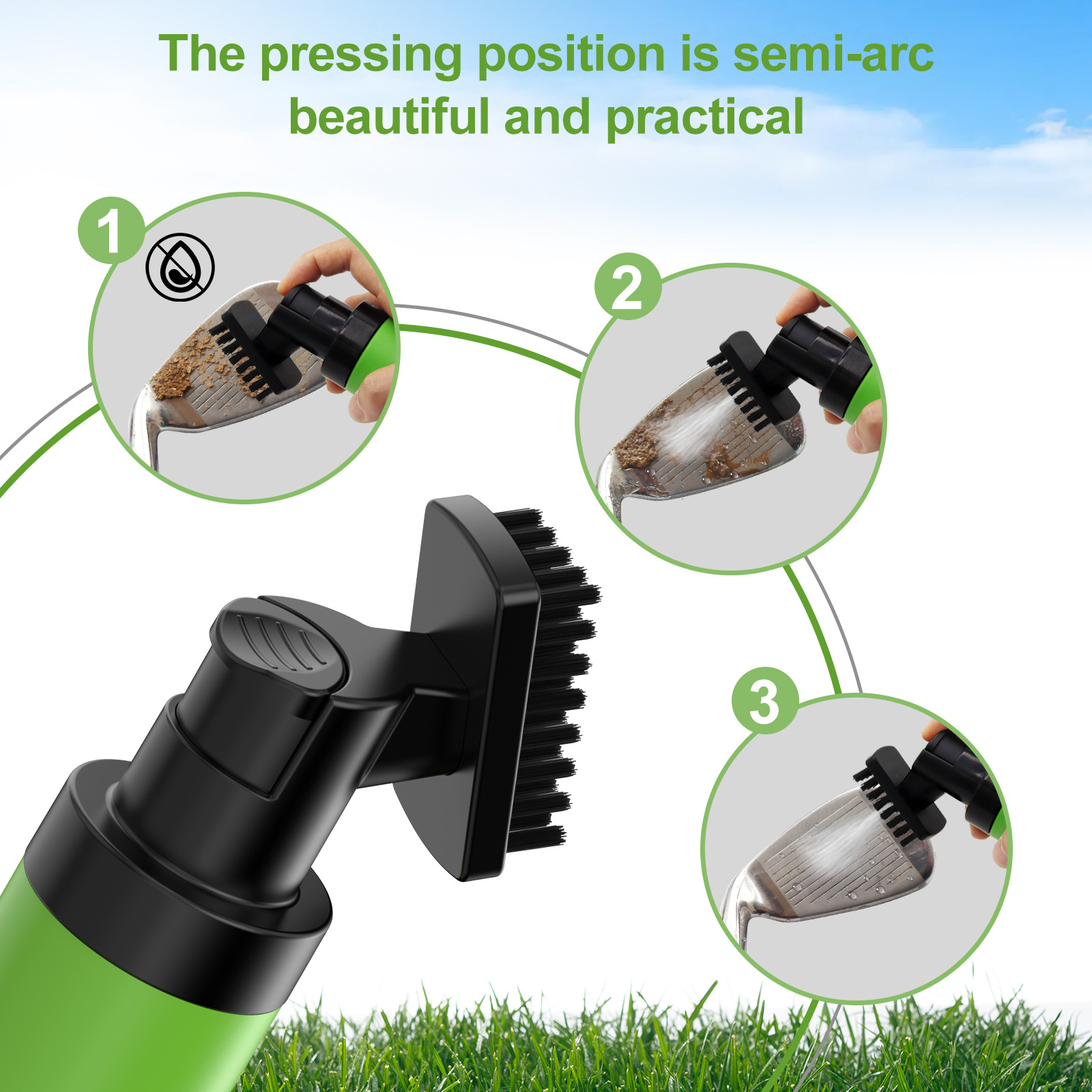 Splash Water Brush - Retractable Brush with Nylon-Bristles Head - Wide Cleaning Coverage - Anti-Leak Reservoir Portable