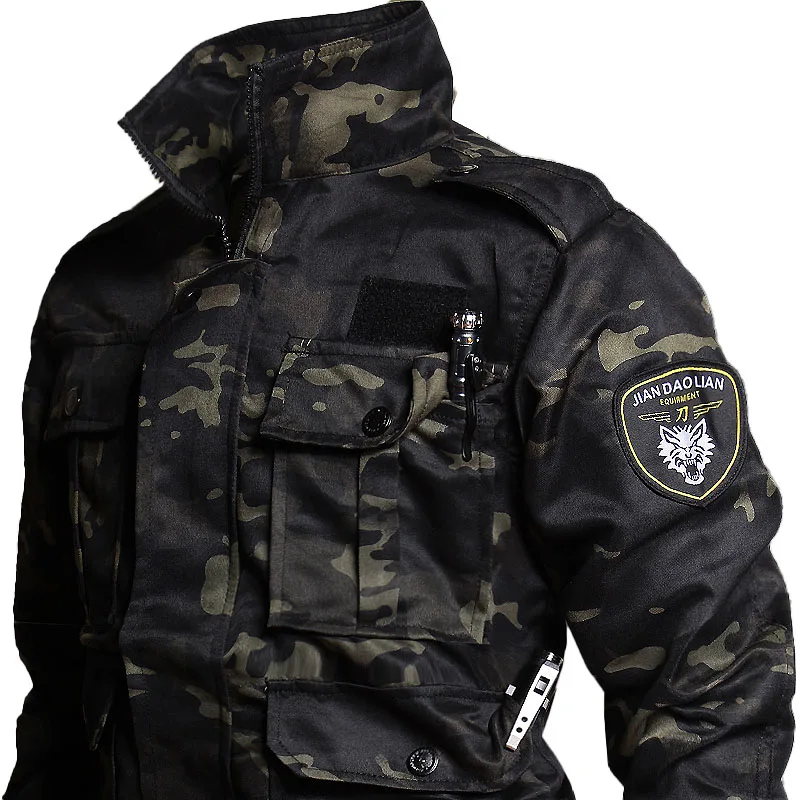 Conjuntos resistentes al desgaste para exteriores, trajes de entrenamiento Ripstop multibolsillos de camuflaje para primavera y otoño, conjunto de uniforme de carga de pesca para hombre