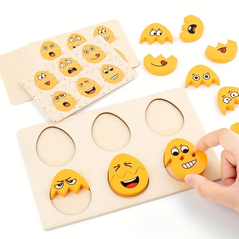 ไม้ Expressions รูปไข่ Montessori ของเล่นสําหรับเด็กวัยหัดเดินเด็กก่อนวัยเรียน DIY ไม้ของขวัญ Sensory ของเล่นเพื่อการศึกษา