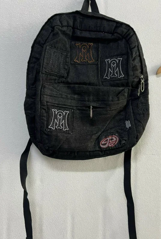 Y2k 美的すべて一致文字刺繍バックパックパッチワークヴィンテージゴシックランドセル高級デザインカジュアル学生バックパック