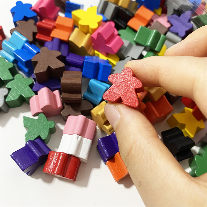 100 Chiếc Bằng Gỗ 16Mm Thêm Bảng Trò Chơi Meeples Bit Nhạt Miếng Rời Thay Thế Để Bàn Chơi Game Thành Phần Hình Người Bộ Cờ Tướng