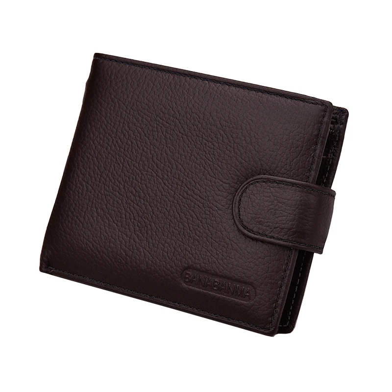 Cartera de cuero genuino para hombre, monedero corto con Clip para dinero, monedero de cuero suave para hombre con hebilla, billetera Zippe con múltiples posiciones para tarjetas