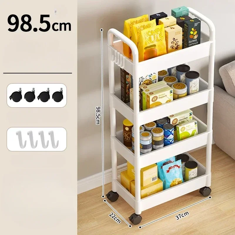 ครัวเรือน Multi-Layer รถเข็นขนาดเล็กชั้นเก็บจากพื้นห้องครัวห้องนอนห้องน้ํา Rack Storage Rack พร้อมล้อ