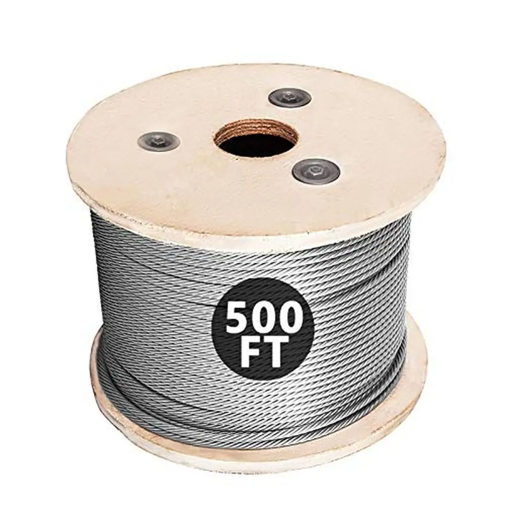 500FT 1/8" Stainless Steel Cable Wire Rope 1x19 Strands DIY Deck Railing Balustrade Fence Tourist Clothesline 3700lbs Breaking