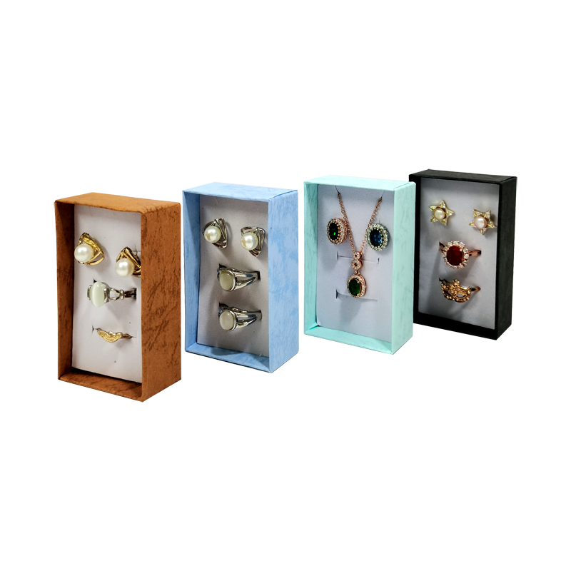 Conjunto de colar de anel de papel de alta qualidade, 12 peças, joias, colar, brincos, pacote retangular, caixa de presente 5*8*2.5cm