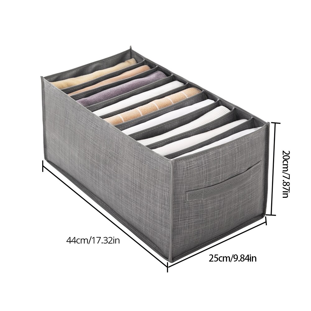 1 Stück graue 9-Gitter-Aufbewahrungsbox aus Vliesstoff, langlebig, waschbar, platzsparend, geschichtet, für Hosen, Kleidung, Unterwäsche, Kleiderschrank