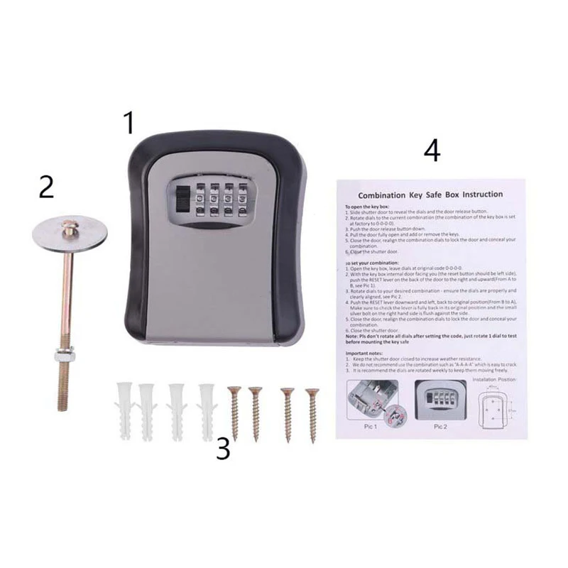 Caja de Seguridad de aleación de Metal montada en la pared, almacenamiento de llaves, combinación de 4 dígitos, resistente a la intemperie, para interiores y exteriores