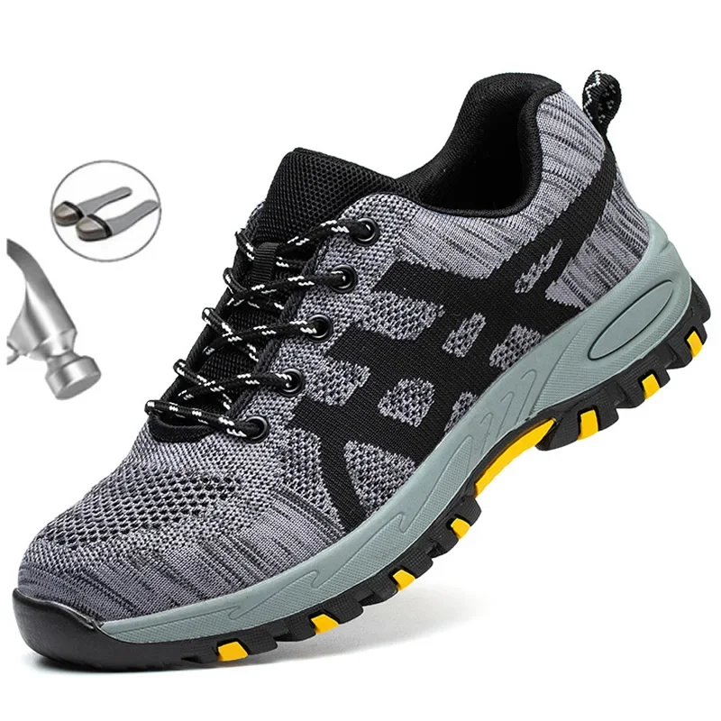 Work Sneakers Men Safety Shoes Construction Steel Toe Work Shoes Safety Boots Men Shoes Anti-puncture Working Sneakers