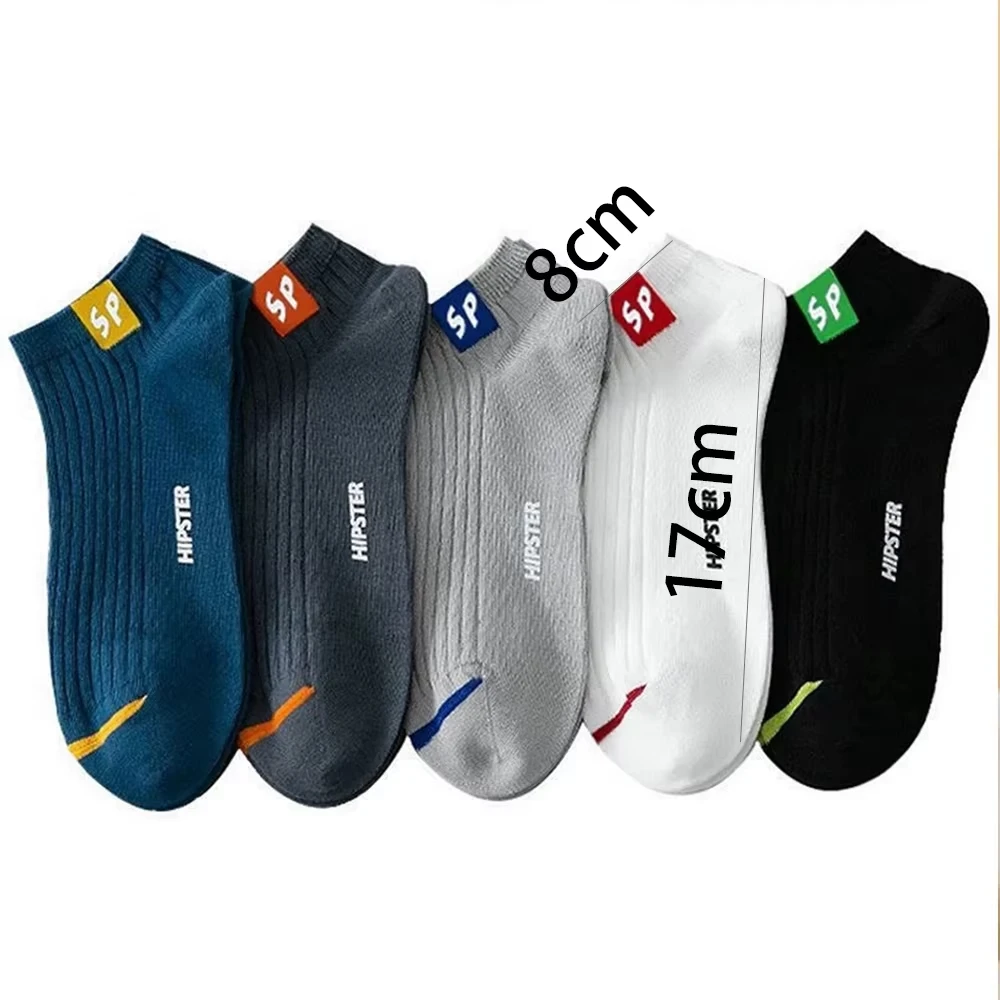 5 pares de calcetines para hombre, calcetines tobilleros de algodón, calcetines cortos transpirables de corte bajo, calcetines deportivos informales suaves y cómodos para uso diario en verano