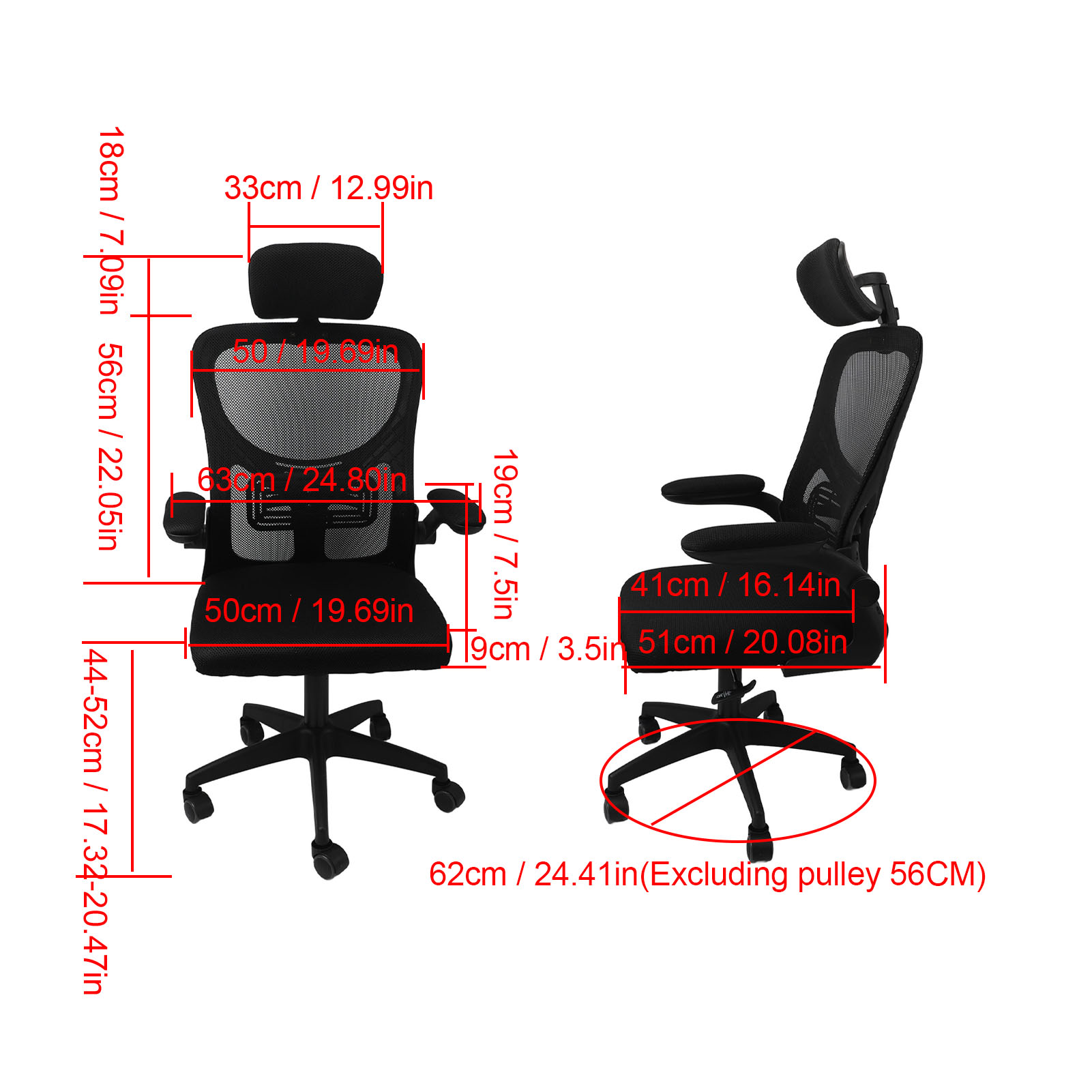 Office Chair Comfortable Breathable Mesh High Back Desk Chair with Lumbar Support 3D Headrest 90 Degree Rotating Armrests Wheels