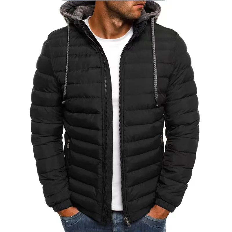 Sobretudo solto masculino com capuz, jaqueta com zíper quente, roupa de exterior, roupas esportivas casuais, moda streetwear, outono e inverno, 2024
