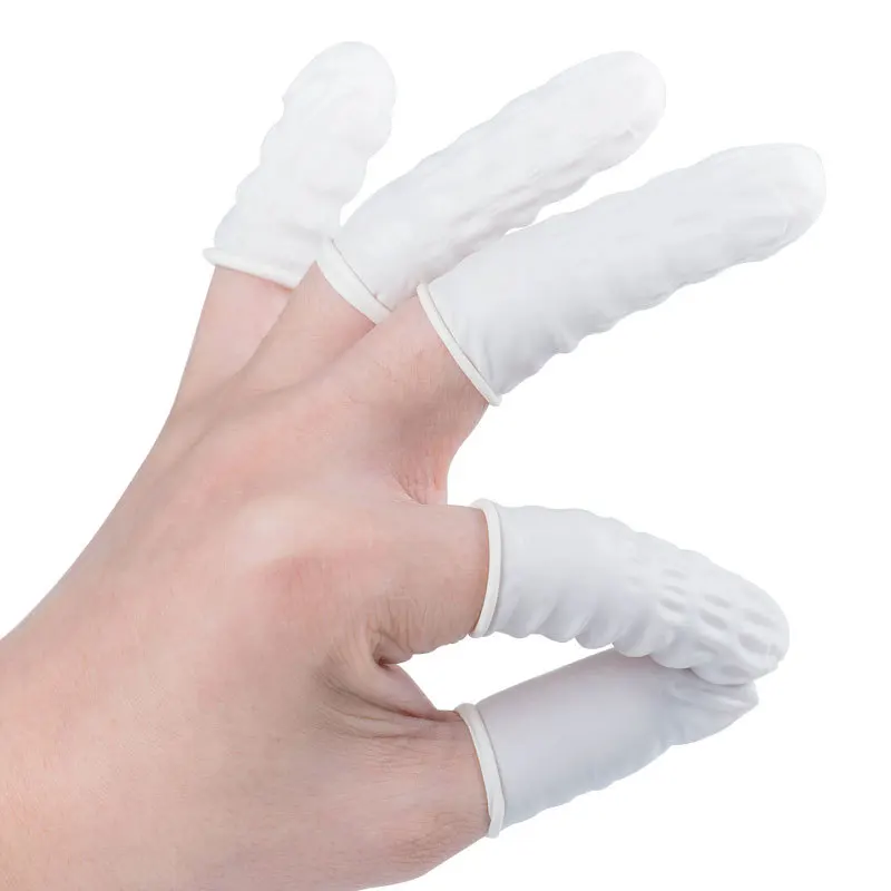100Pcs Disposable Fingertips Protector Gloves Natural Rubber Non-slip Anti-static Latex Finger Cots Fingertips Durable Tool