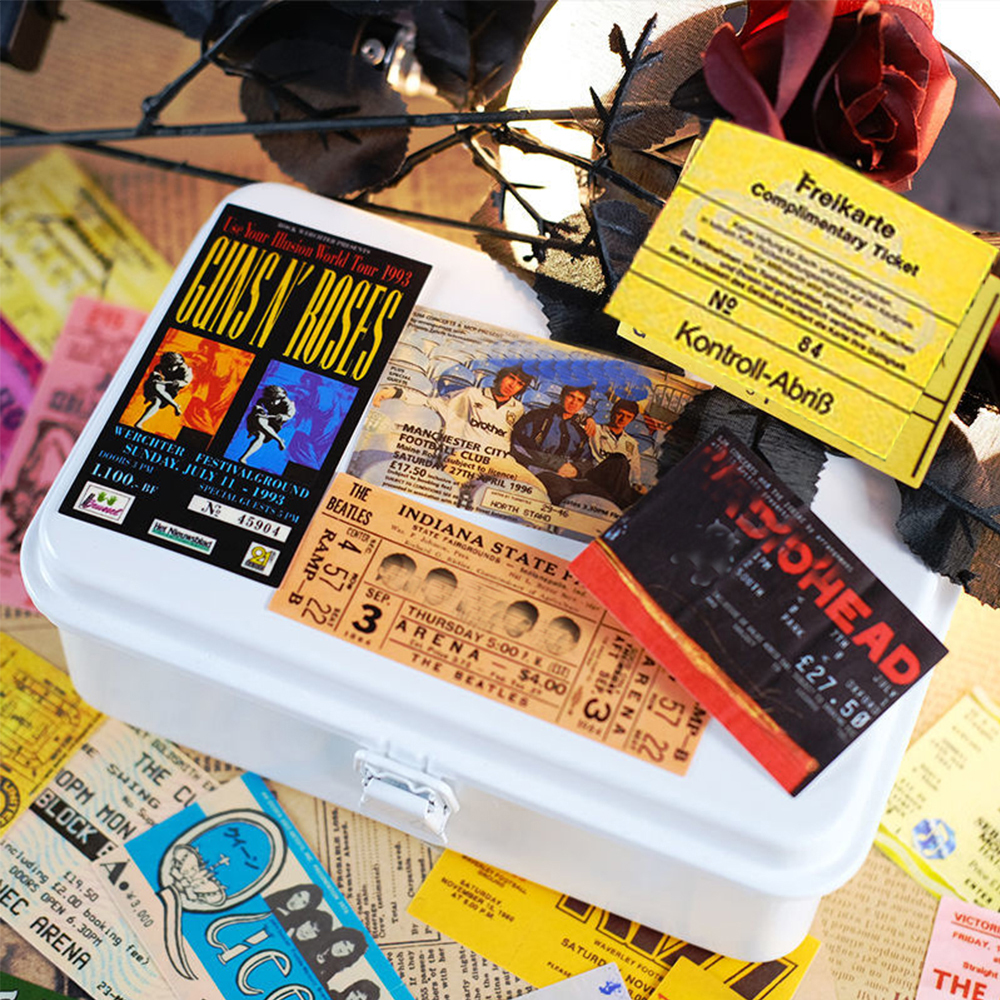 10/20/43pcs ROCK เพลงตั๋ว Graffiti สติกเกอร์ Retro Band Decal สติกเกอร์สําหรับของเล่นเด็ก Cool กันน้ํา DIY กีตาร์รถจักรยานยนต์