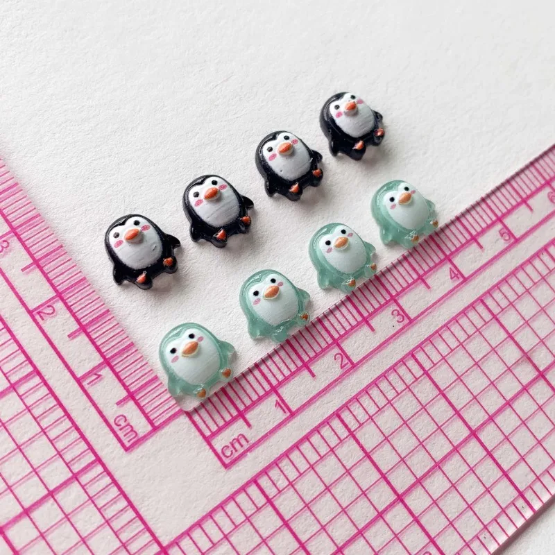 100 個かわいい 9 ミリメートル樹脂ミニペンギンシリーズフラットバック石置物 DIY ウェディングスクラップブックアクセサリー
