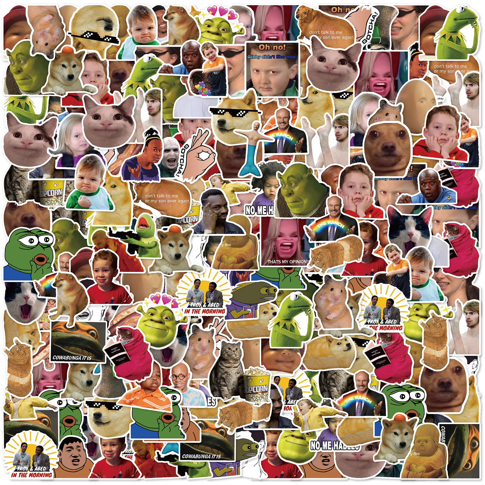 50pcs European and American Funny Memes Graffiti Stickers DIY Decoration, Luggage, Laptop Classic Toys Waterproof PVC Decals