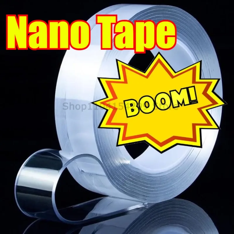 Nano cinta de doble cara, cintas adhesivas transparentes, reutilizables, impermeables, limpiables, suministros para cocina y baño