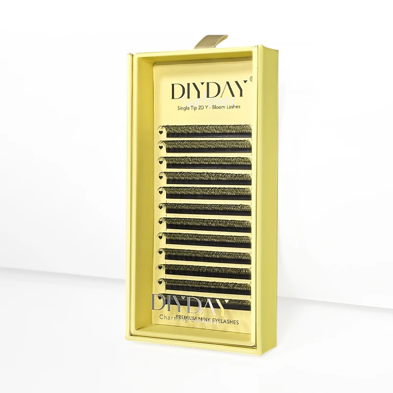 DIYDAY Single Tip 2D Y Eyelash Extension More Denser Softer False Mink Lashes Premade Fans Y Shaped Eye Lashes for Makeup Tools