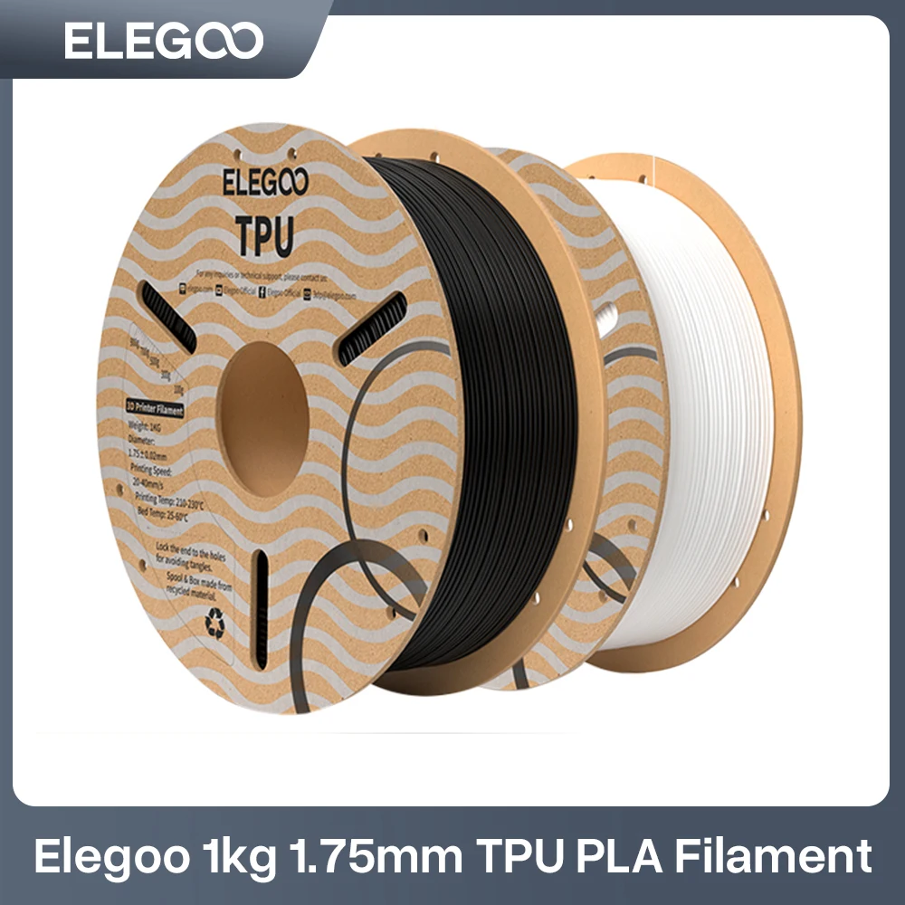 ELEGOO 1 кг 1,75 мм нить для 3D-принтера из ТПУ, гибкая нить из ТПУ с твердостью берега 95 А, высокая устойчивость и эластичность