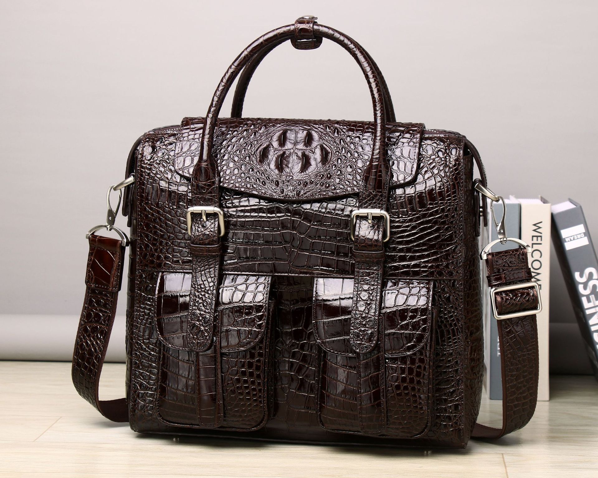 2024 New Alligator Laptop Bags Cow Genuine Leather Men's Briefcase Luxury Brand Male Handbags Men Messenger 12 Inch Computer Bag